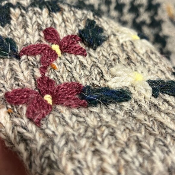 LL Bean Womens VTG Hand Knit Wool Alpaca Cardigan Sz L Cottagecore Granny Chunky - Picture 6 of 9